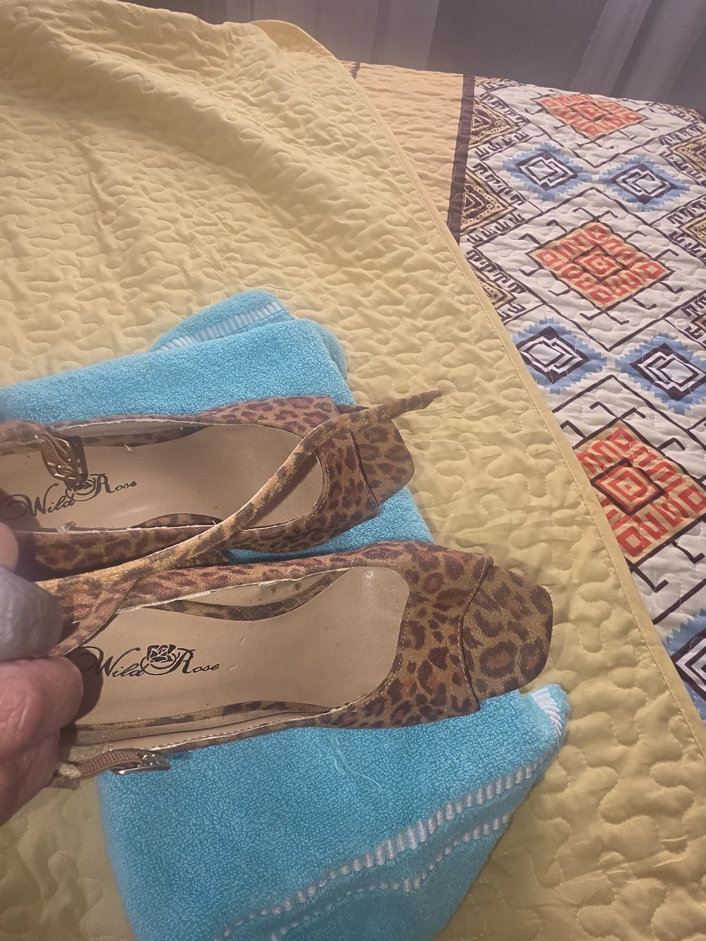 Wild Diva Leopard Print Peep-Toe Heels - Brown